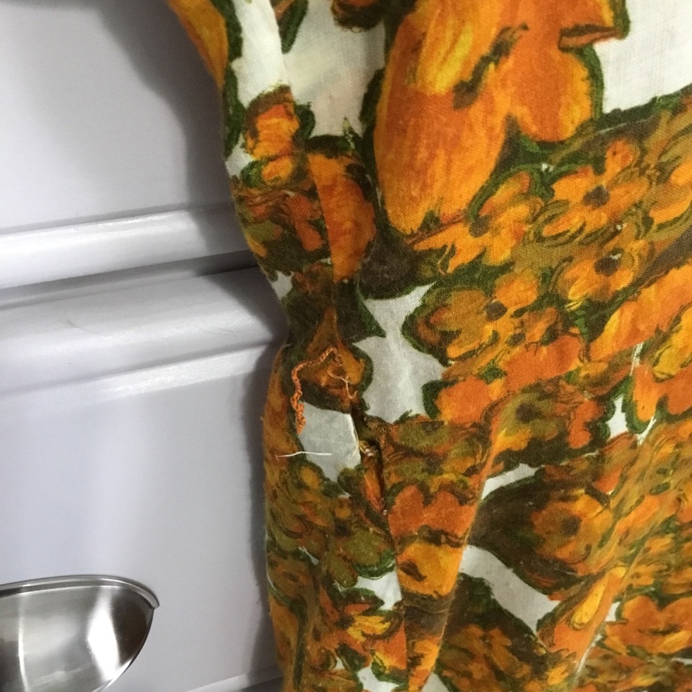 Vintage 1960s Brigitte Orange Floral Sleeveless Dress - Picture 13 of 13